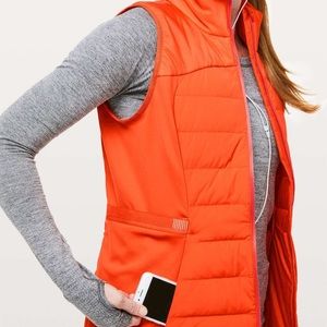 Lululemon down for it all vest Atomic orange size 6